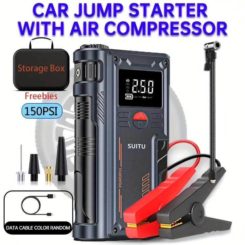 Arrancador portátil para auto con compresor e inflador