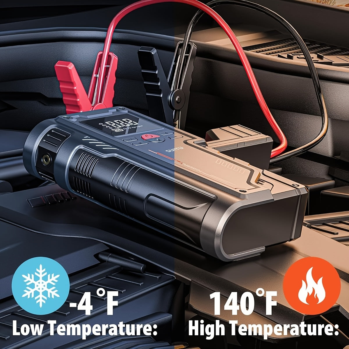 Arrancador portátil para auto con compresor e inflador