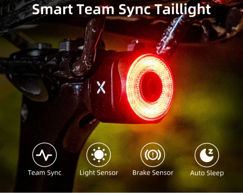Tail Light Auto Brake Sensing Bicycle Rear Light Black