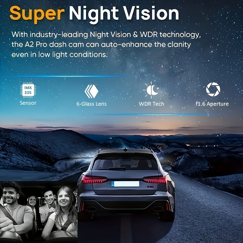 Cámara para auto doble lente 1080p con visión nocturna IR